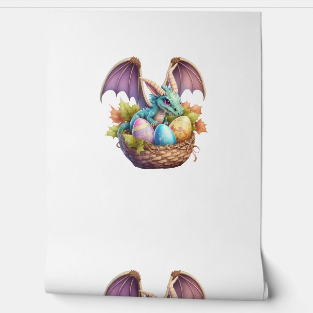 Dragon Easter Day Loves Collecting Easter Eggs Dra Wallpaper (Unrolling)