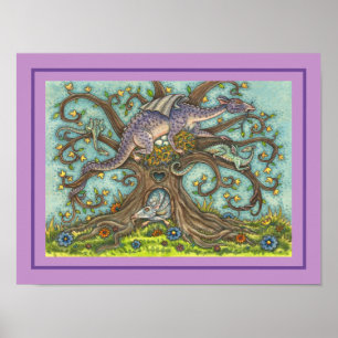 DRAGON EGGS, MEDIEVAL LAIR, FANTASY FOLK ART POSTER