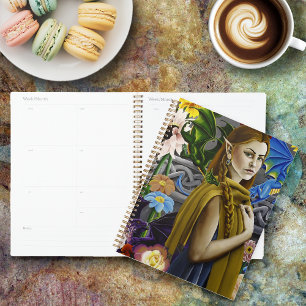 Dragon Elf Maiden Enchanted Flower Garden Fantasy Planner