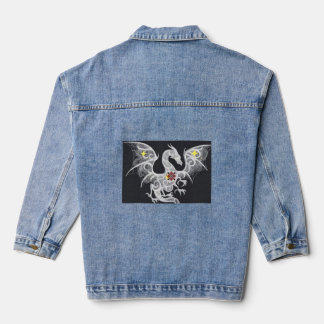 Dragon Embroidered Denim Delight: Women's Jacket