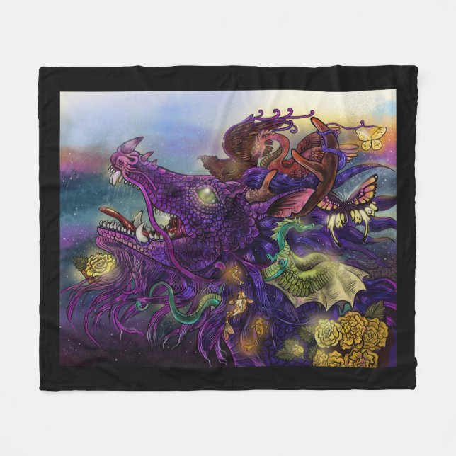 Dragon Enchantment Fleece Blanket (Front (Horizontal))