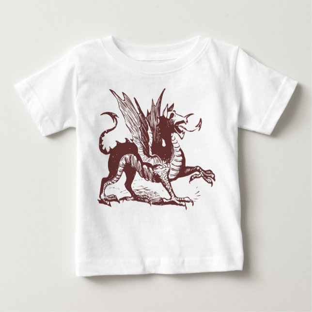 Dragon Engraving - Dark Brown Baby T-Shirt (Front)