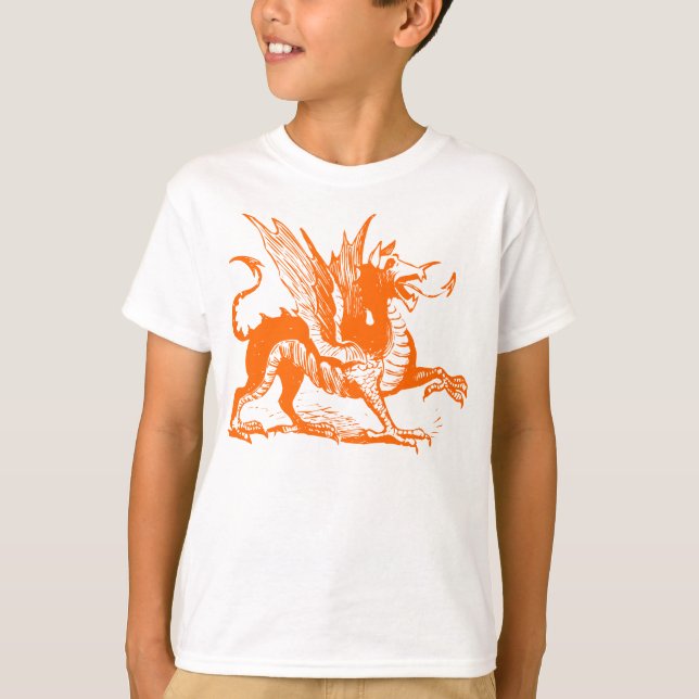 Dragon Engraving - Orange T-Shirt (Front)