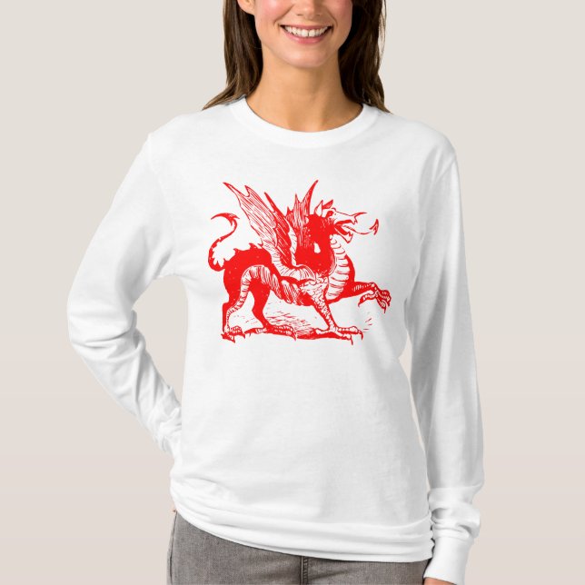 Dragon Engraving - Red T-Shirt (Front)