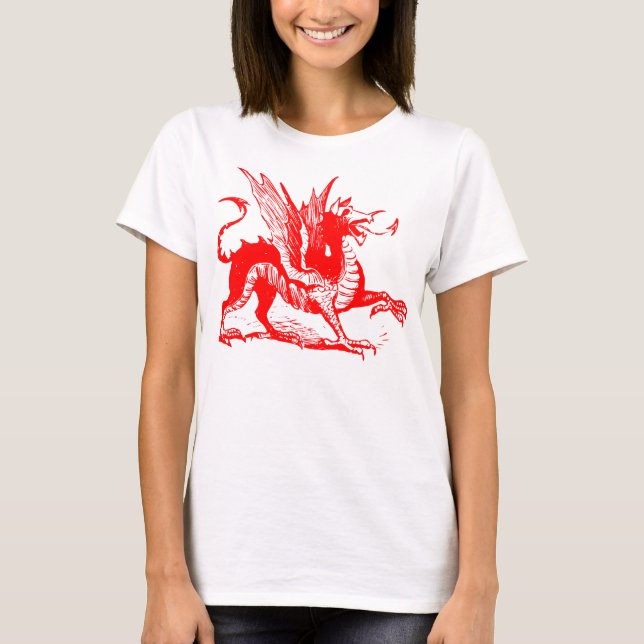 Dragon Engraving - Red T-Shirt (Front)