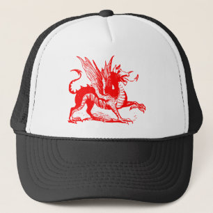 Dragon Engraving - Red Trucker Hat
