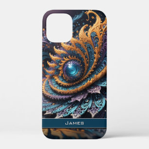 Dragon Eye Modern Abstract Geometric Fractal Name  iPhone 12 Mini Case
