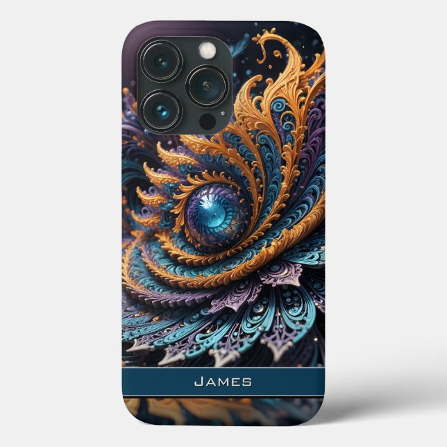 Dragon Eye Modern Abstract Geometric Fractal Name  Case-Mate iPhone Case (Back)