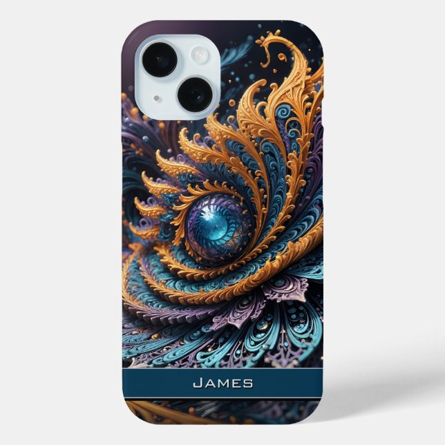 Dragon Eye Modern Abstract Geometric Fractal Name  Case-Mate iPhone Case (Back)
