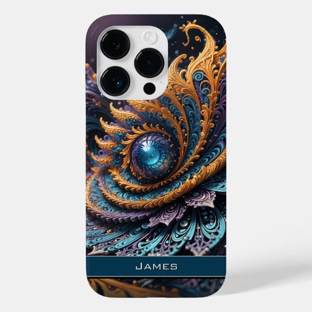 Dragon Eye Modern Abstract Geometric Fractal Name  Case-Mate iPhone Case (Back)