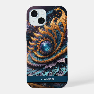 Dragon Eye Modern Abstract Geometric Fractal Name iPhone 15 Case