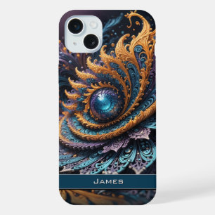 Dragon Eye Modern Abstract Geometric Fractal Name iPhone 15 Plus Case