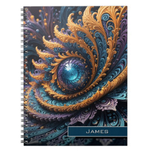 Dragon Eye Modern Abstract Geometric Fractal Name  Notebook