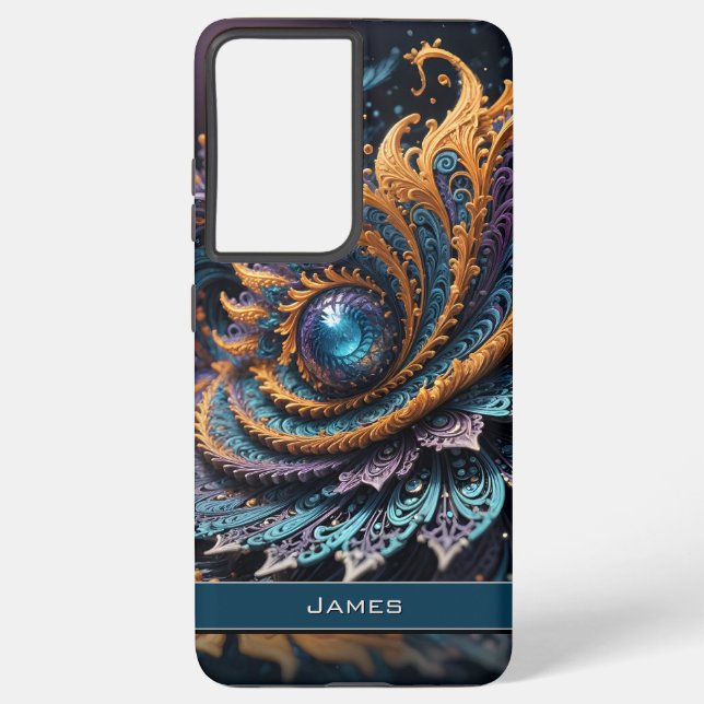 Dragon Eye Modern Abstract Geometric Fractal Name  Samsung Galaxy S21 Ultra Case (Back)