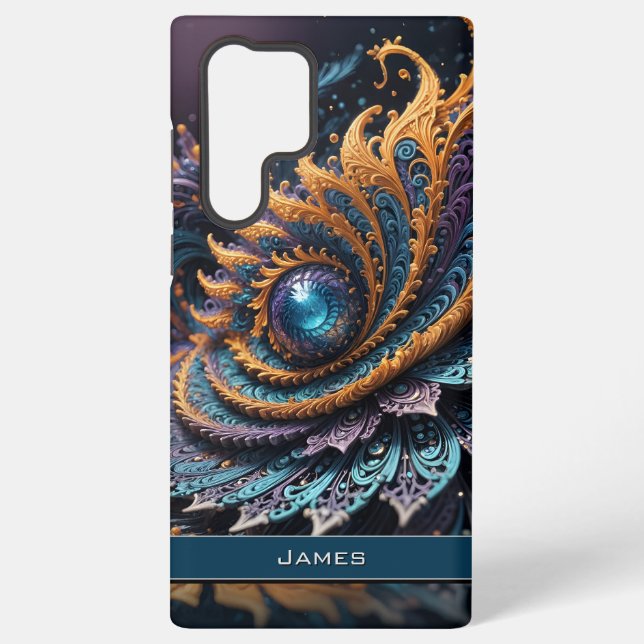 Dragon Eye Modern Abstract Geometric Fractal Name  Samsung Galaxy S22 Ultra Case (Back)