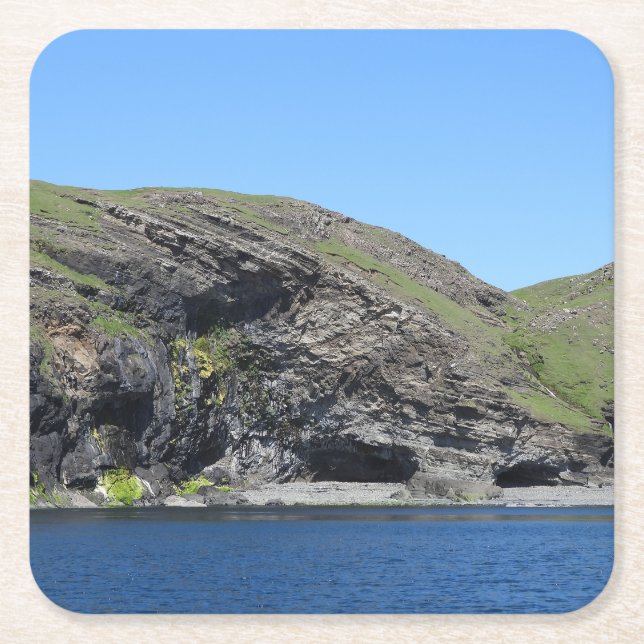 Dragon Face Rock Cliffs Skye Square Paper Coaster (Front)