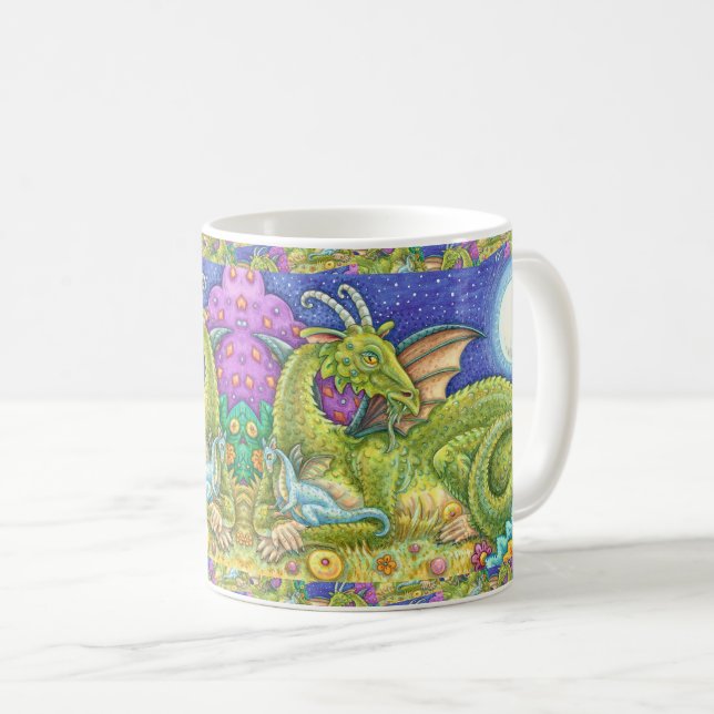 DRAGON FAMILY NEXT GENERATION, WHIMSICAL FANTASY COFFEE MUG (Front Right)
