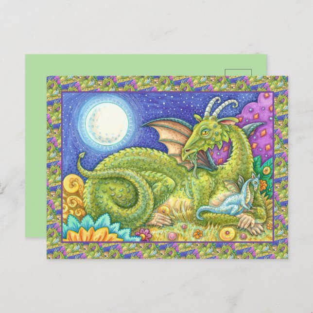 DRAGON FAMILY NEXT GENERATION, WHIMSICAL FANTASY POSTCARD (Front/Back)