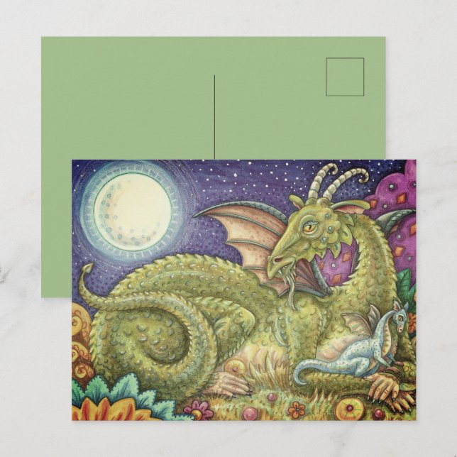 DRAGON FAMILY NEXT GENERATION, WHIMSICAL FANTASY POSTCARD (Front/Back)