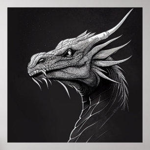 Dragon Fantasstic Wild Nature Animal Illustration Poster