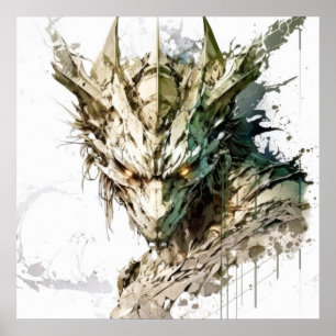 Dragon Fantasy Animal Painting Wildlife Outdoors  Poster