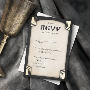 Dragon Fantasy Modern Deco Wedding RSVP Card