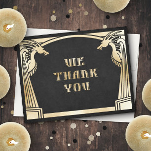 Dragon Fantasy Modern Deco Wedding Thank You Card