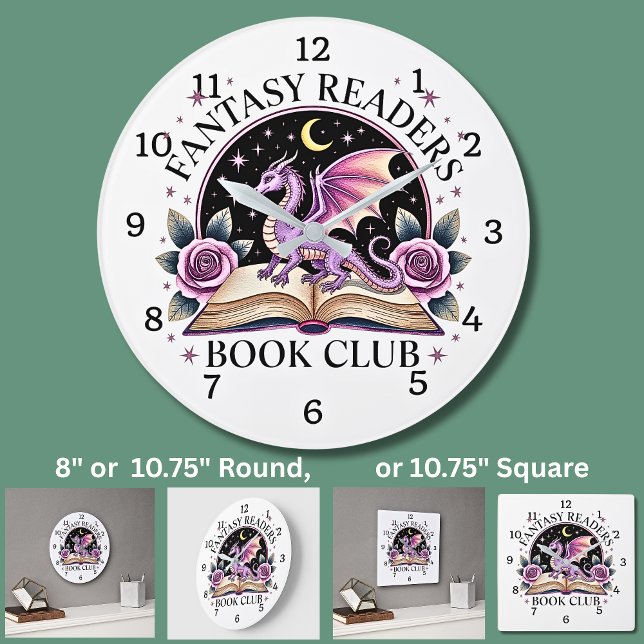 Dragon - Fantasy Readers Book Club Large Clock (Creator Uploaded)