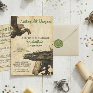 Dragon Fantasy Realistic Birthday Party Invitation