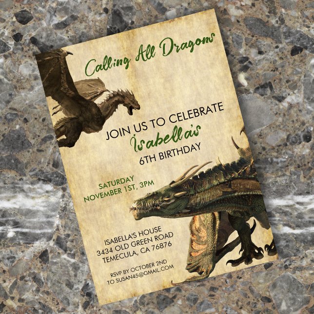 Dragon Fantasy Realistic Birthday Party Invitation (Creator Uploaded)