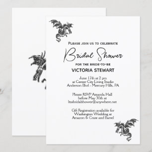 Dragon Fantasy White Bridal Shower Invitation