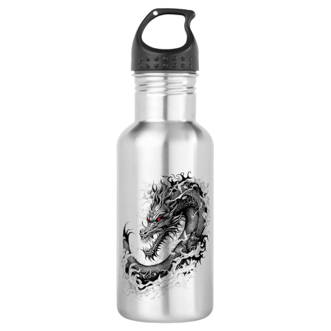 Dragon Fantasy Wild Animal Illustration Art Tattoo 532 Ml Water Bottle (Front)