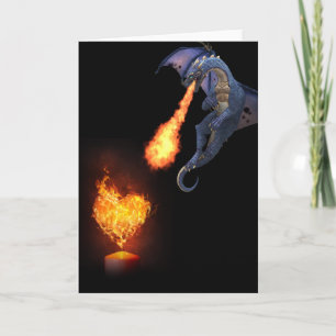 Dragon Fire Breathing Heart Love Card
