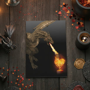Dragon Fire Breathing Heart Love Wyvern Card