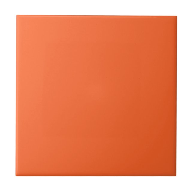 Dragon Fire Bright Orange Solid Colour Print Ceramic Tile (Front)