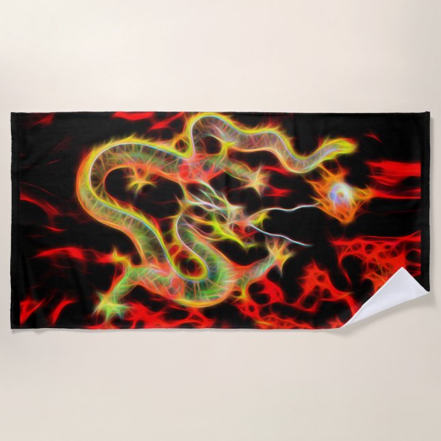 Dragon Fire Decor on a Beach Towel (Front)