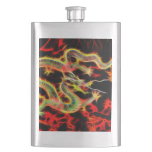 Dragon Fire decor on Lucky Energy Hip Flask