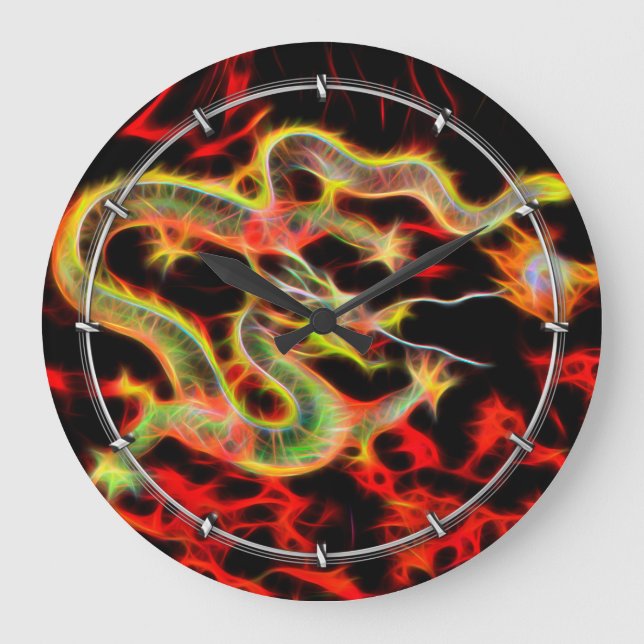Dragon Fire decor on Lucky Energy Large Clock (Front)