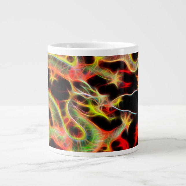 Dragon Fire decor on Lucky Energy Large Coffee Mug (Front)