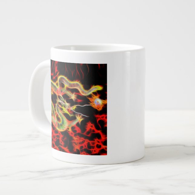Dragon Fire decor on Lucky Energy Large Coffee Mug (Front Left)