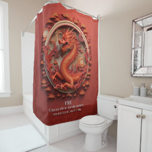 Dragon Fire Element Red Flames Fantasy Mystical  Shower Curtain