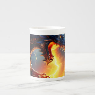Dragon Fire Lightning Fight Two Bone China Mug