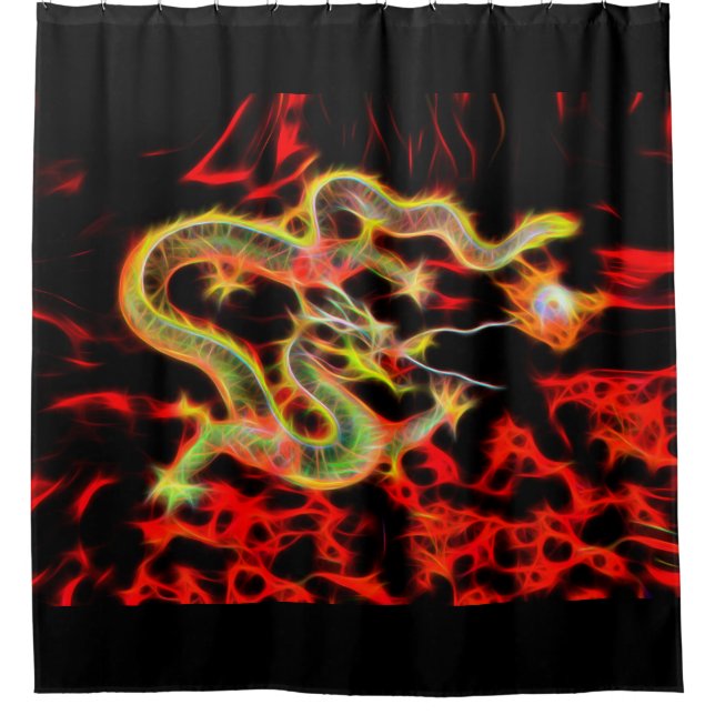 Dragon Fire on Lucky Energy design Shower Curtain (Front)