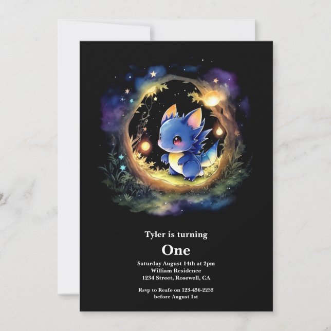 Dragon First Birthday Invitation (Front)