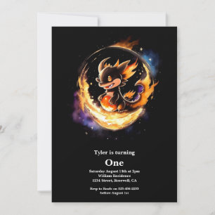 Dragon First Birthday Invitation
