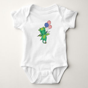 Dragon Flies Balloons Usa Above Cute Fantasy Baby Bodysuit