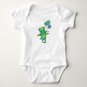 Dragon Flies With Balloons Cute Fantasy Dragon Baby Bodysuit