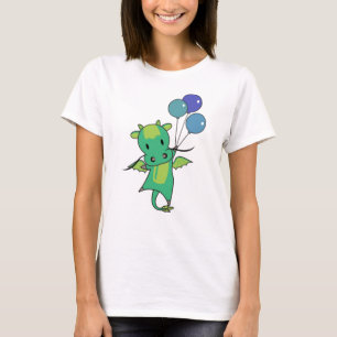 Dragon Flies With Balloons Cute Fantasy Dragon T-Shirt