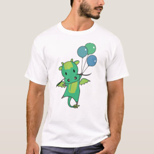 Dragon Flies With Balloons Cute Fantasy Dragon T-Shirt