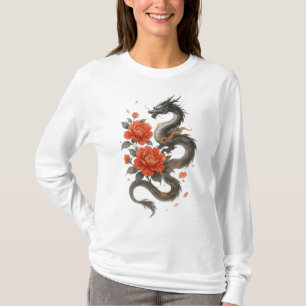 【Dragon Floral T-Shirt】 T-Shirt